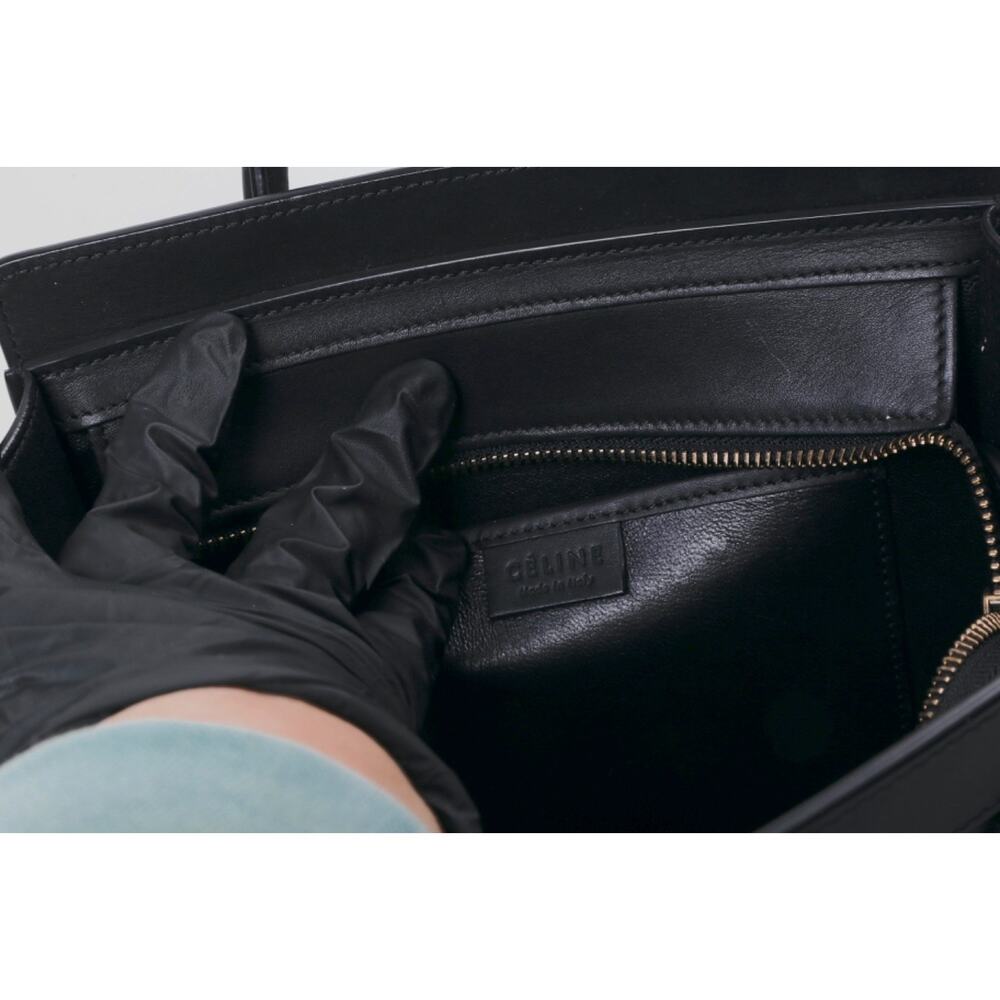 Celine Bag Nano Luggage Smooth Black Leather Crossbody Handbag Tote Authentic - Picture 3 of 16